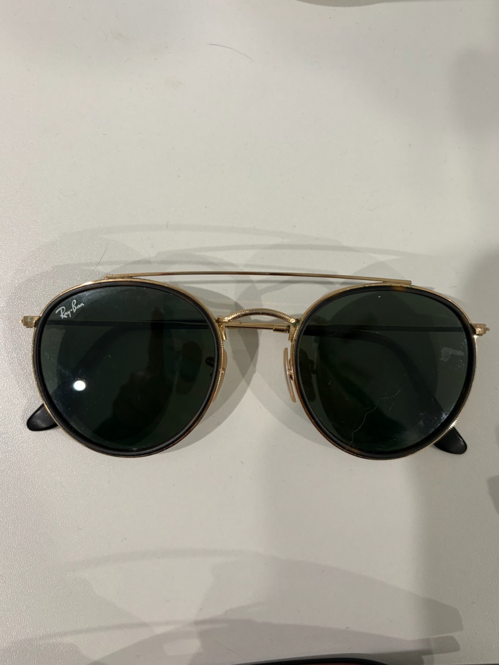 Ray-Ban Gold Frame Sunglasses with Dark Green Lenses